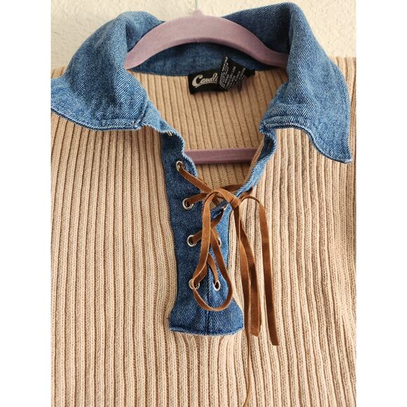 Y2k Cavalini Women's 2 Tone Long Sleeve Top L - Picture 4 of 8